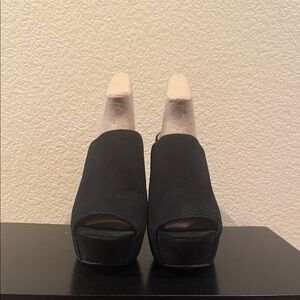Jessica Simpson Black Peep-Toe Mules